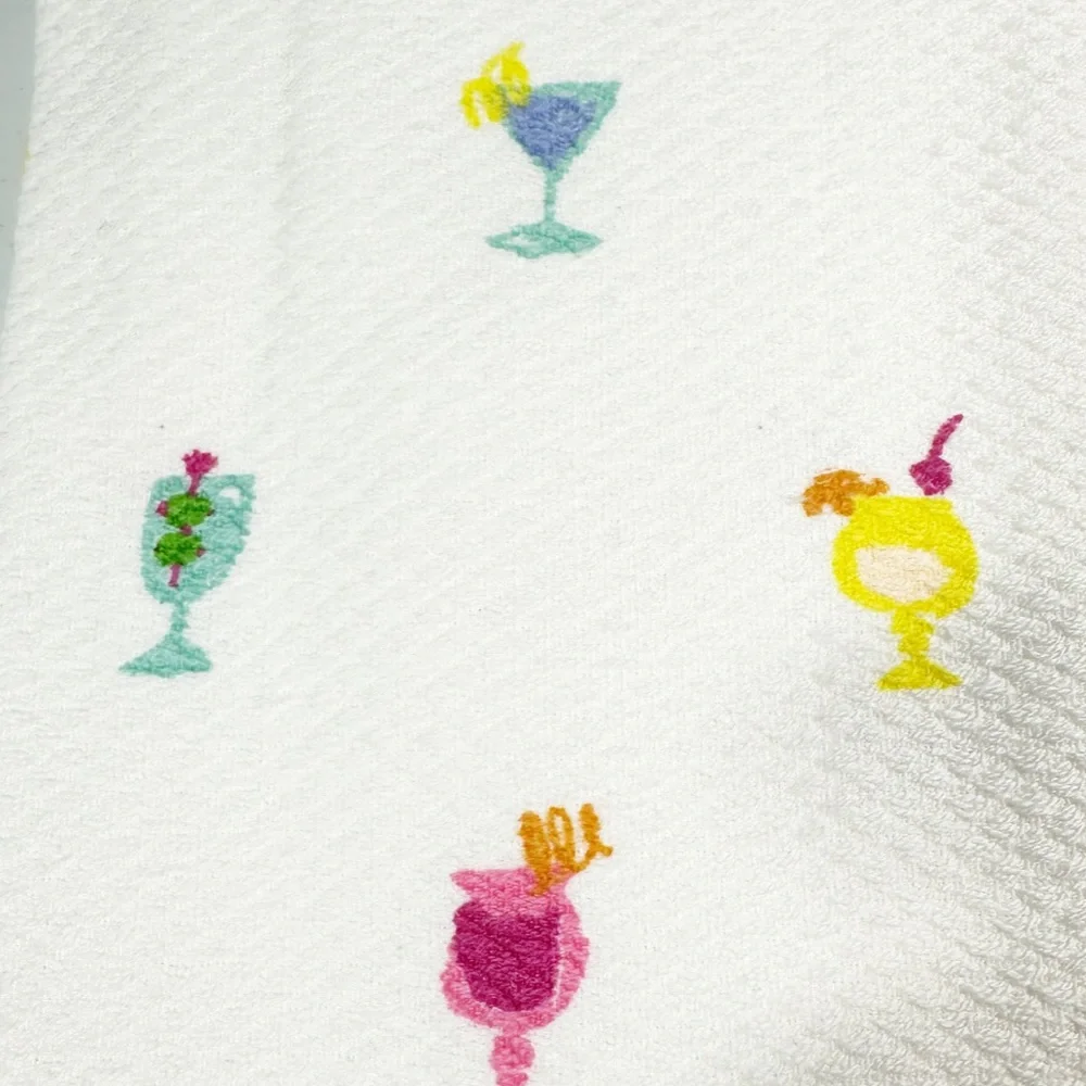 NEW Kate Spade FRUITY COCKTAILS/STRIPED Themed Kitchen Towels Set/2